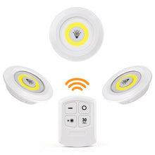 Carregar imagem no visualizador da galeria, Luz LED COB Sob Gabinete Luz Noturna Luz Noturna Controle Remoto Sem Fio Regulável Lâmpada de Guarda-roupa 3W Super Brilhante Iluminação de Armário