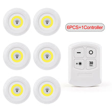 Carregar imagem no visualizador da galeria, Luz LED COB Sob Gabinete Luz Noturna Luz Noturna Controle Remoto Sem Fio Regulável Lâmpada de Guarda-roupa 3W Super Brilhante Iluminação de Armário