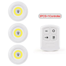 Carregar imagem no visualizador da galeria, Luz LED COB Sob Gabinete Luz Noturna Luz Noturna Controle Remoto Sem Fio Regulável Lâmpada de Guarda-roupa 3W Super Brilhante Iluminação de Armário