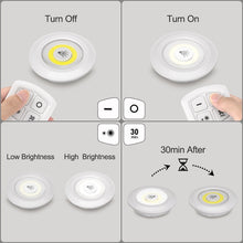 Carregar imagem no visualizador da galeria, Luz LED COB Sob Gabinete Luz Noturna Luz Noturna Controle Remoto Sem Fio Regulável Lâmpada de Guarda-roupa 3W Super Brilhante Iluminação de Armário
